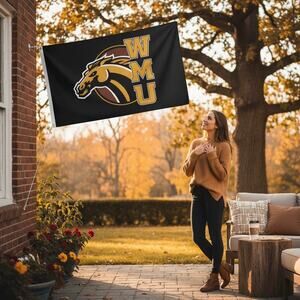 Western Michigan Broncos WMU Polyester Flag 3x5 ft Grommet Banner Team Logo